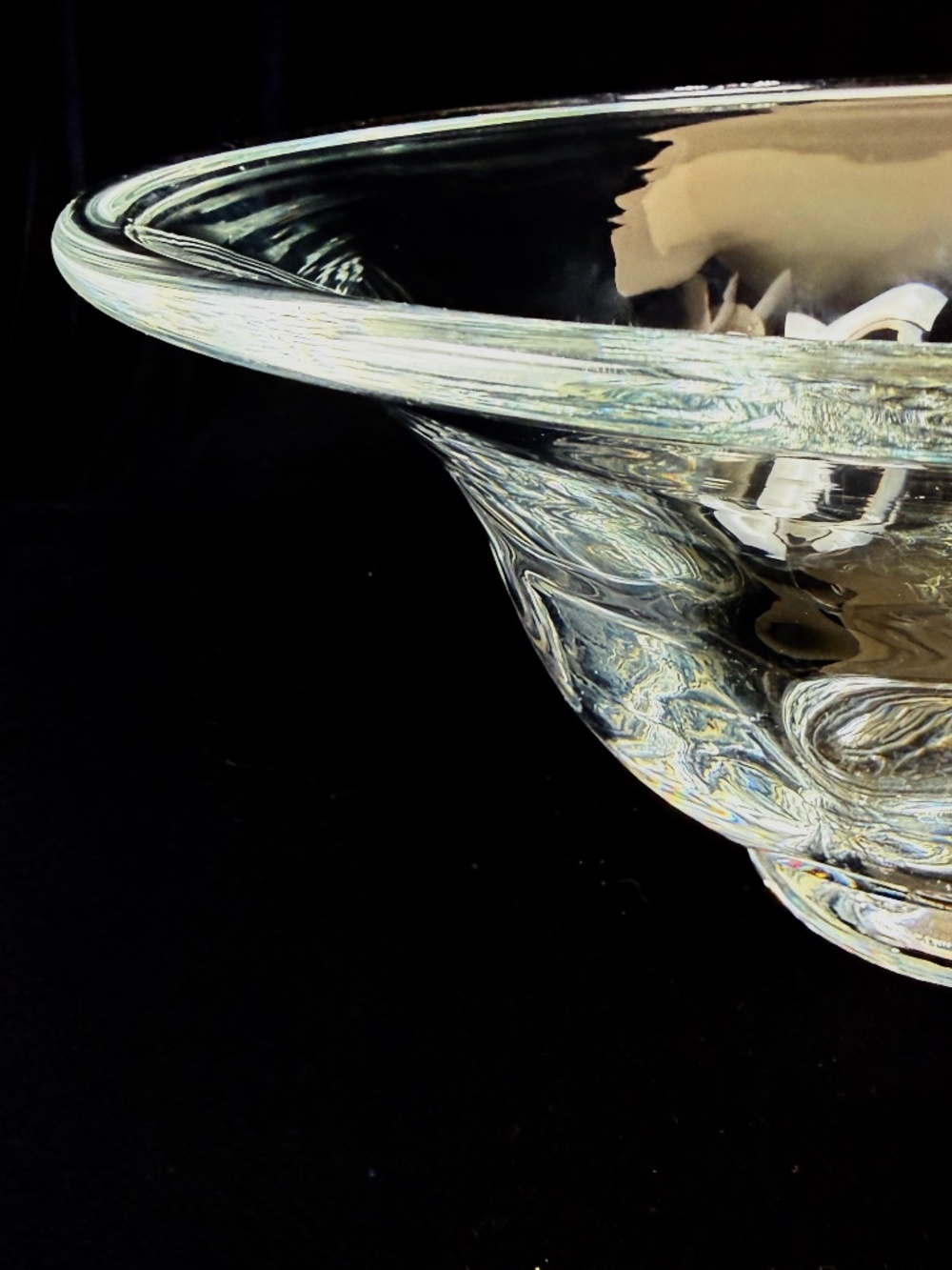 Simon Pearce Lg Crystal Bowl 13in Shelburne Hand Blown Centerpiece Fruit Vermont